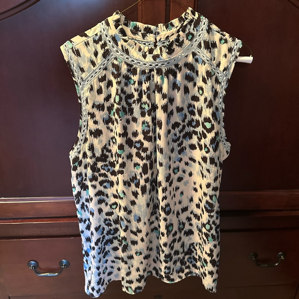 LOFT Animal Print Sleeveless Blouse